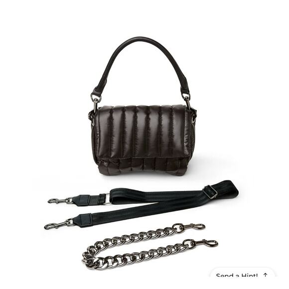 THINK ROYLAN Bar Bag In Shiny Black 3 Straps Versatile Whimsigoth Minimalist - Picture 1 of 11